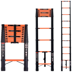 JZCHENG 흔들림 제로! 고하중 탄소강 사다리 H형 두꺼운 미끄럼 방지 조절식 휴대용 수납 사다리, 1개