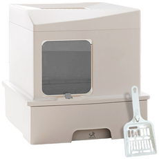 DING DONG PET 貓咪白色小屋封閉式貓砂盆, 白色, 1個