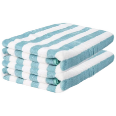 條紋海灘毛巾毛巾 浴巾 沐浴毛巾 玩水游泳 RKU-SSAC05 L, 8個, 綠色