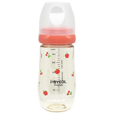 iBYEOL Friends 韓國製造 PPSU 嬰兒蘋果櫻桃奶瓶 270ml, 不含奶嘴, 紅色, 1個