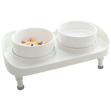 DING DONG PET 寵物Holic多角度可調式雙碗餐具, 象牙白, 1個