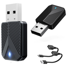 Oyoson 미니 무선 스마트 자동차 어댑터 애플 카플레이 안드로이드 오토 2 in 1 플러그 앤 플레이, 검정색, M16