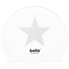 bella 벨라 실버스타 펄 화이트 수영모 실리콘 은색 별 제작수모, 1개