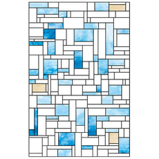 유니 윈도우시트 3D입체 무점착 스테인글라스 창문시트지 고급 유럽풍 유리시트지 안개시트 사생활보호 필름, 푸른하늘