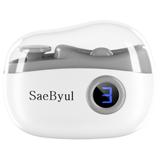 SaeByul 전동 자동 손톱깎이 스마트 충전식 손톱 정리 도구 3단 속도 디스플레이 LED 조명, 1개, 화이트 1개, 화이트