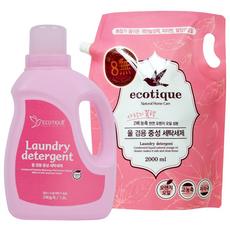 에코띠끄 울 겸용 고농축 중성 세탁세제 1800ml+리필 2000ml, 1세트, 3.8L