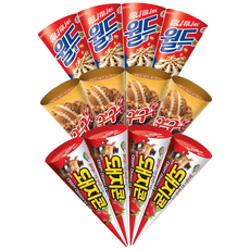 월드콘 바닐라 + 구구콘 + 돼지콘 콘아이스크림 3종 혼합, 1세트, 1.92L