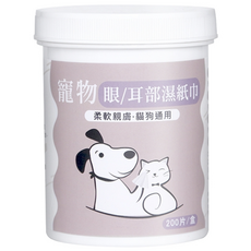 寵傢好 寵物濕紙巾(眼/耳部) 去淚痕 去眼垢 貓咪狗狗清潔, 一罐 (200片)