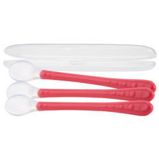 Nuby 矽膠長柄副食品湯匙組, 粉色, 1組