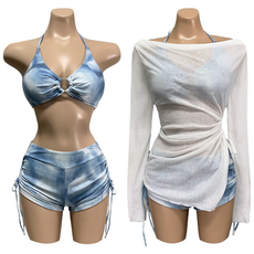 대박솔기업 체형커버 오브 3P 하이웨스트 커버업 비키니 사각 팬츠 수영복 빅사이즈, 블루, L (A-E컵 66-66반까지)