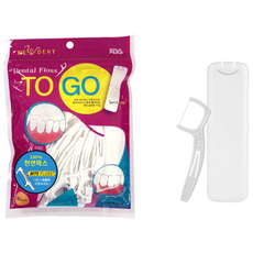 加寬成人一次性牙線 90p + 便攜盒套裝白色, 1組, 90入