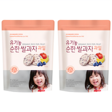 베베푸드 유기농 순한 쌀과자, 과일, 25g, 2개