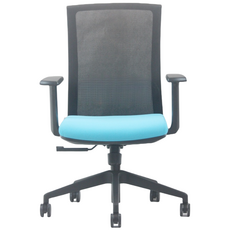 일본정품브랜드 OFFICE . STAR ENE-X 사무용 의자 회의실용 학생용 컴퓨터 메쉬 체어, 흑색 + 흑색 + 하늘색