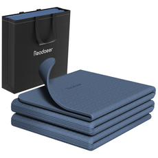 Readaeer 요가매트 고궐리티 TPE 10단 접이식 휴대용 요가매트, 1개, 블루