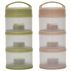 모윰 3단 분유 케이스 2종 세트, 베이지, 모스그린, 1세트