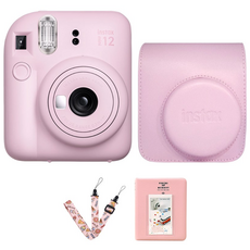 후지 인스탁스 미니12 즉석카메라+가죽케이스/스트랩+전용앨범, 블로썸핑크/핑크, 1개