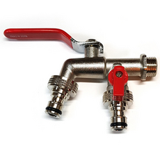 2구 빨간자루 정원용 수도꼭지 JL-7306, 1개