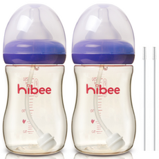 hibee PPSU吸管奶瓶 300ml 2入+吸管刷 2入, LL(9個月以上), 紫色