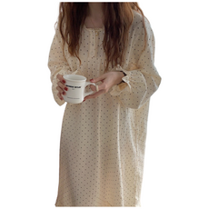 감성 잔도트 롱프릴 홈웨어 여성 긴팔 수면 잠옷 롱원피스 파자마 롱가운 빅사이즈 임산부