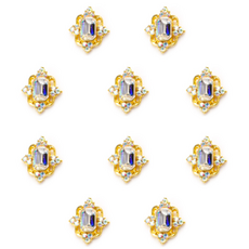 마켓감성 대용량 셀프클리어 빅스톤 네일 스완 파츠, 클리어 골드, 10개