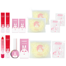 兒童旅行食譜盒簡單化妝套裝, 便攜袋 + 兒童面膜 2p + 唇彩筆 + 指甲油亮澤珠光, 3組