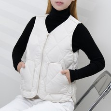 티자 여성 경량 다이아 퀼팅 집업 패딩조끼 따뜻한 겨울 이너 베스트 빅사이즈 데일리룩