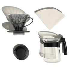 하리오 1인용 미니 핸드드립 세트구성 홈카페 드리퍼+서버+필터40매 포함 발렌타인데이 설선물세트, 드리퍼(1개)+서버(1개)+필터(40매), 1세트, 300ml