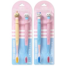 먼작귀 치이카와 캐릭터 성인용 칫솔 항균모 귀여운 디자인 선물용, 2개
