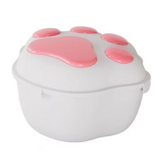 에브리샤인 고양이 발바닥 사료통 사료보관 중형, 8L, 화이트-핑크, 1개