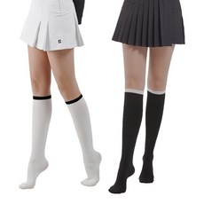 엔조이핏 프리미엄 여성 투톤 골프스타킹 1+1 UV 자외선차단 반스타킹, 1세트, 화이트니삭스1+블랙니삭스1
