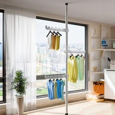 1시주문 하루도착 티셔츠 와이셔츠 대용량걸이 폴행거 튼튼한 기둥 천장 스텐드 행거, 화이트