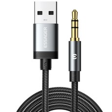 Essager USB A타입 to 3.5mm AUX 오디오 변환젠더 케이블 일반형, 2개