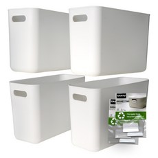 Gyukyu現代圓形生活箱 L Slim 4入+名牌 4入組, 白色, 窄版 L, 1套