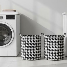 로앤몰 간편 이동 넉넉 수납 빨래 바구니, 2개, 블랙+화이트