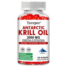 남극 크릴오일 2000mg - 아스타잔틴 오메가3 EPA DHA 인지질 함유 - 뇌 심장 관절 피부 면역체계 건강 지원, 3개, 120회분