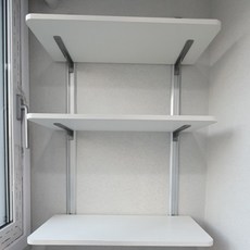 시스템벽선반3단(알루미늄기둥)높이100cm, 화이트