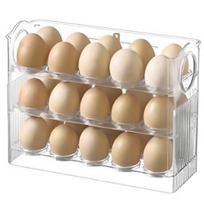 [오토폴딩] 계란트레이 3단 30구 냉장고 달걀 보관함 정리함, 1개, 반투명 화이트