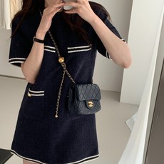 서진맘 여성 데일리 트위드 반팔 미니 원피스