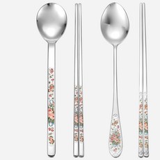 국내생산 삼미 젠&꽃 스텐 세라믹수저 2종세트, 혼합, 2P, 1세트