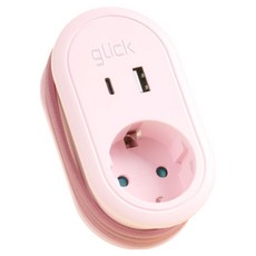 지클릭커 멀티마스터롤 고용량 4000W C타입 휴대용 콘센트 USB 멀티탭 1구 NB703PD, 핑크, 1개