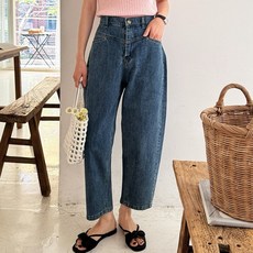 UPPERCUT 겨울용 하이웨스트 융기모 배기핏 기모바지 데님팬츠 보이핏 청바지