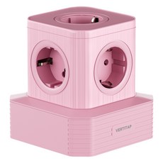 버티탭 버티컬 고용량 4000W 타워 멀티탭 큐브 5구 basic, 핑크, 1개