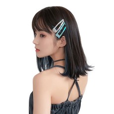 뿌이뿌이가발 여성 단발머리 웨이브 브라운 루나걸, 브라운 블루, 1개