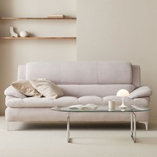 장인가구 콤마 기능성 아쿠아 3인 패브릭 소파 (스툴 미포함), 아이보리