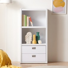 S010018 정글 3단 600 책장 서랍추가, 화이트