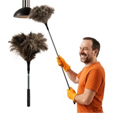 DANGZ 길이조절 100cm 타조깃털먼지털이 가정용 차량용 먼지털이개, 1개, 혼합색상