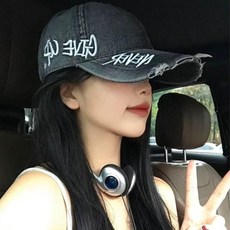 EHLIVE 아이돌 빈티지 워싱 레터링 야구모자 볼캡 모자 여성용