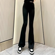韓版垂感高腰顯瘦喇叭緊身褲 寬褲 褲子女裝