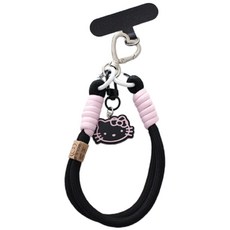 Hello Kitty 헬로키티 휴대폰 스마트폰 손목 핸드 스트랩, 블랙, 1개
