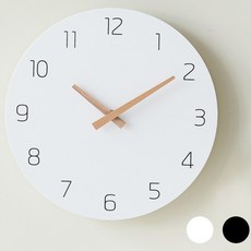 백화상점 무선 무소음 우드 벽시계, 화이트